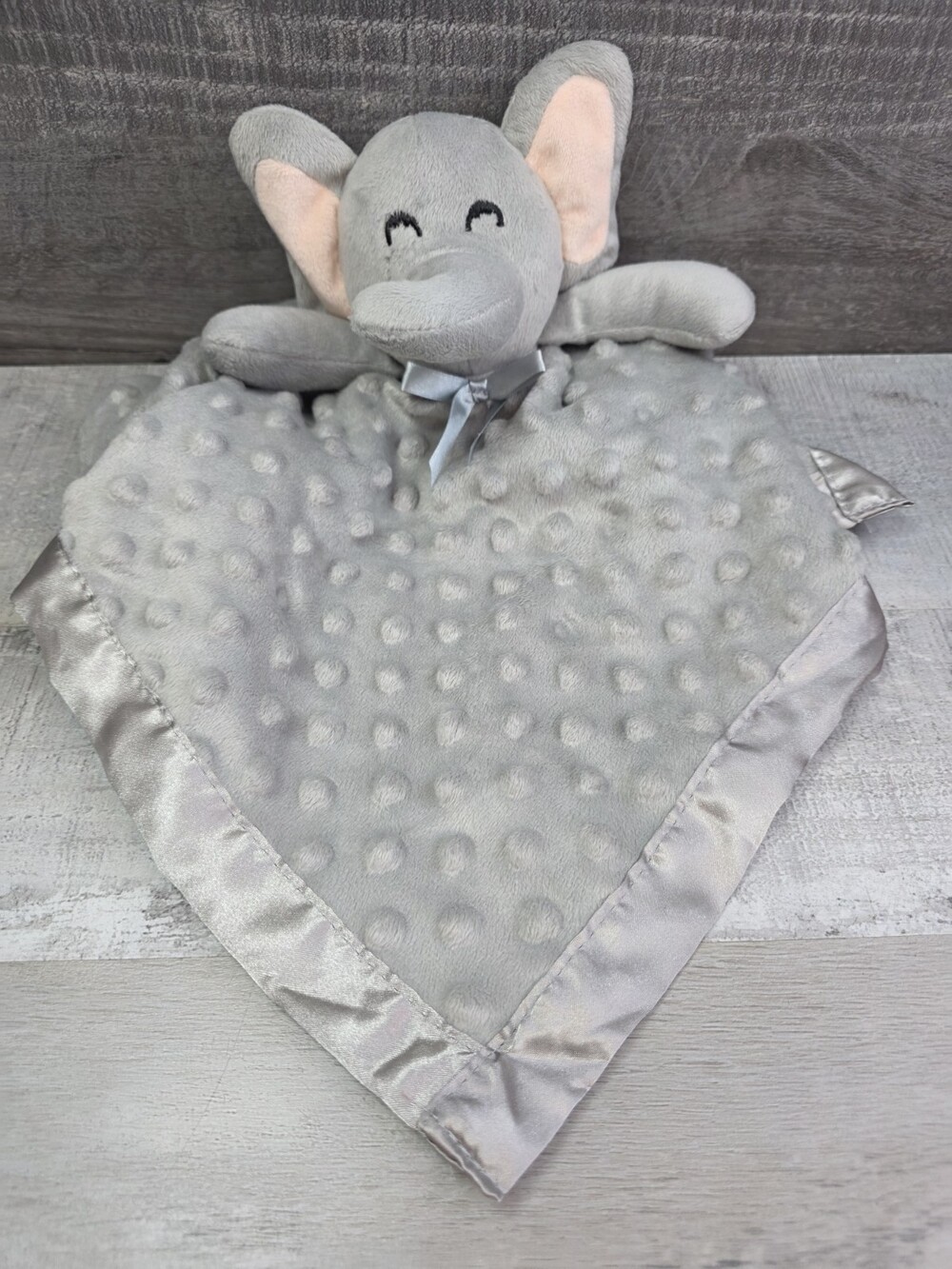 Pro Goleem Gray Elephant Lovey Satin Trim Minky Dots Baby Security Blanket g66